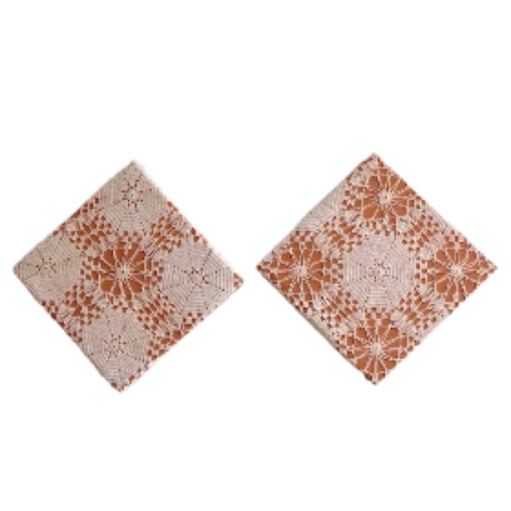 Bohemian Lace Creamy White on Orange Canvas Art 8.5” x 8.5” each (2 included)